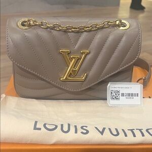 Louis Vuitton Beige Quilted Mini Bag with Gold Chain